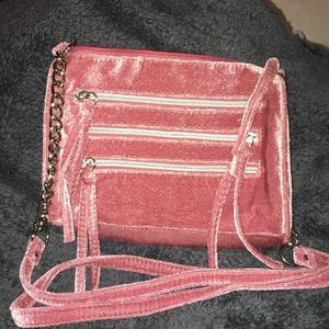 Pink velvet purse